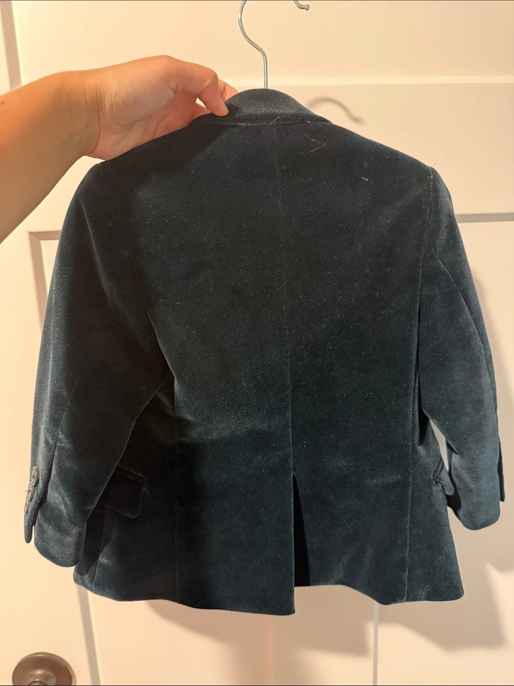 Appaman Dark Teal Velvet Blazer with Monkey Lining